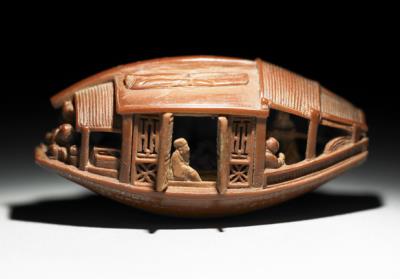 图片[2]-Ganlan olive stone miniature boat with the Ode to the Red Cliff carved on the bottom, by Chen Zuzhang. 1737 C.E.-China Archive